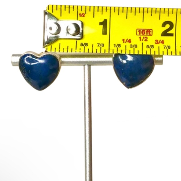JAY KING DTR Sterling Silver Lapis Lazuli Cabochon Inlay Heart Earrings - Picture 6 of 7